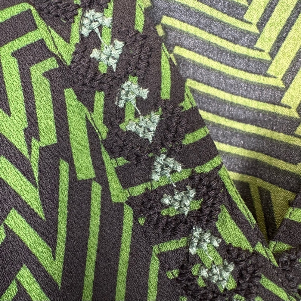 Anna Kay An’ge Orfyrie Dress Long Sleeves Green Tropical Print Lightweight Small - Picture 5 of 12